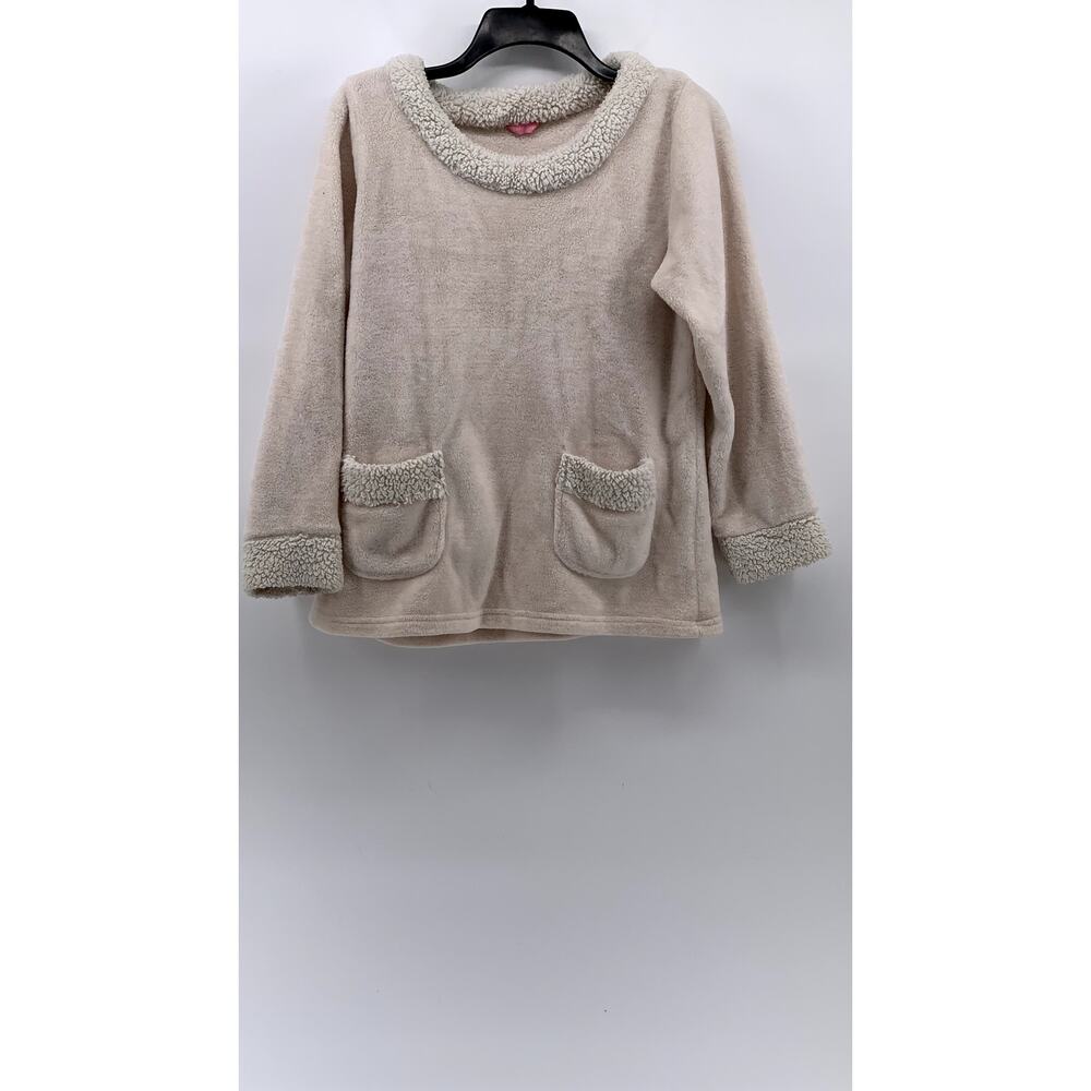 LOVE HIP Women's Light Pink Fleece Sherpa Lined Crewneck Sweater SZ M-L